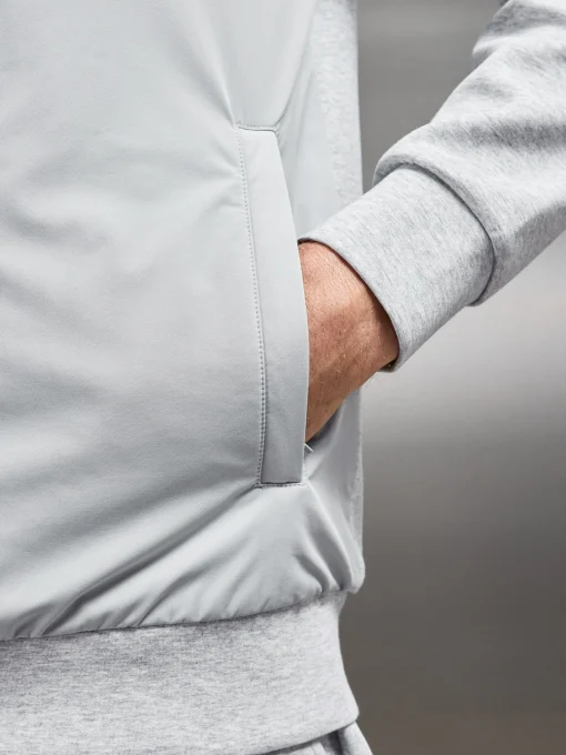Interlock Jersey Hybrid Windbreaker - Marl Grey