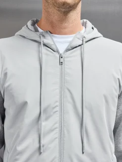 Interlock Jersey Hybrid Windbreaker - Marl Grey