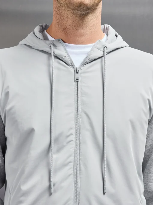 Interlock Jersey Hybrid Windbreaker - Marl Grey
