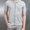 Knitted Revere Collar Shirt - Stone