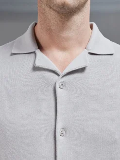Knitted Revere Collar Shirt - Stone