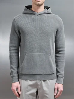 Knitted Ribbed Hoodie - Sage