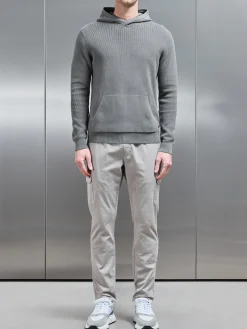 Knitted Ribbed Hoodie - Sage
