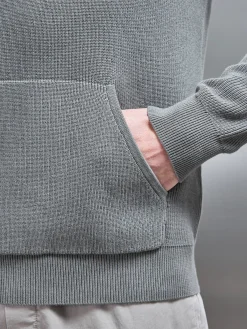 Knitted Ribbed Hoodie - Sage