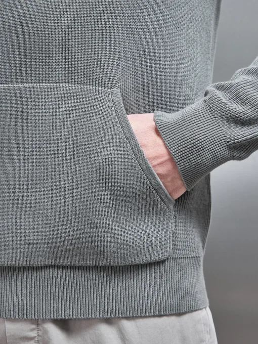 Knitted Ribbed Hoodie - Sage