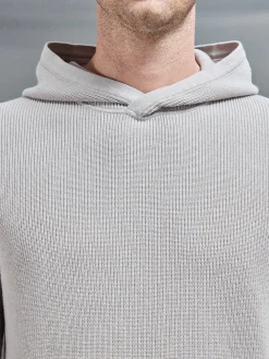Knitted Ribbed Hoodie - Stone