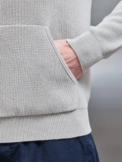 Knitted Ribbed Hoodie - Stone