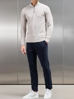 Knitted Tailored Chino Trouser - Navy