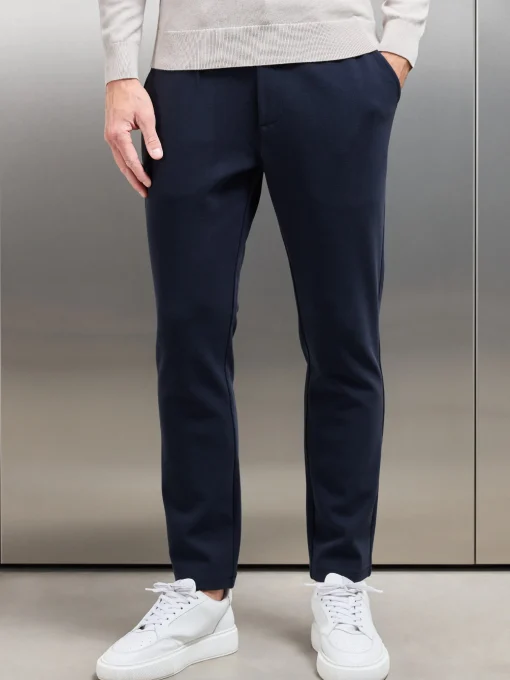 Knitted Tailored Chino Trouser - Navy