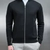 Knitted Zip Through Hoodie - Black