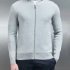 Knitted Zip Through Hoodie - Marl Grey