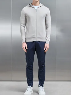 Knitted Zip Through Hoodie - Stone