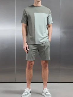Luxe Colour Block T-Shirt - Sage