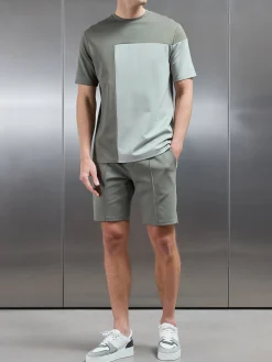 Luxe Colour Block T-Shirt - Sage