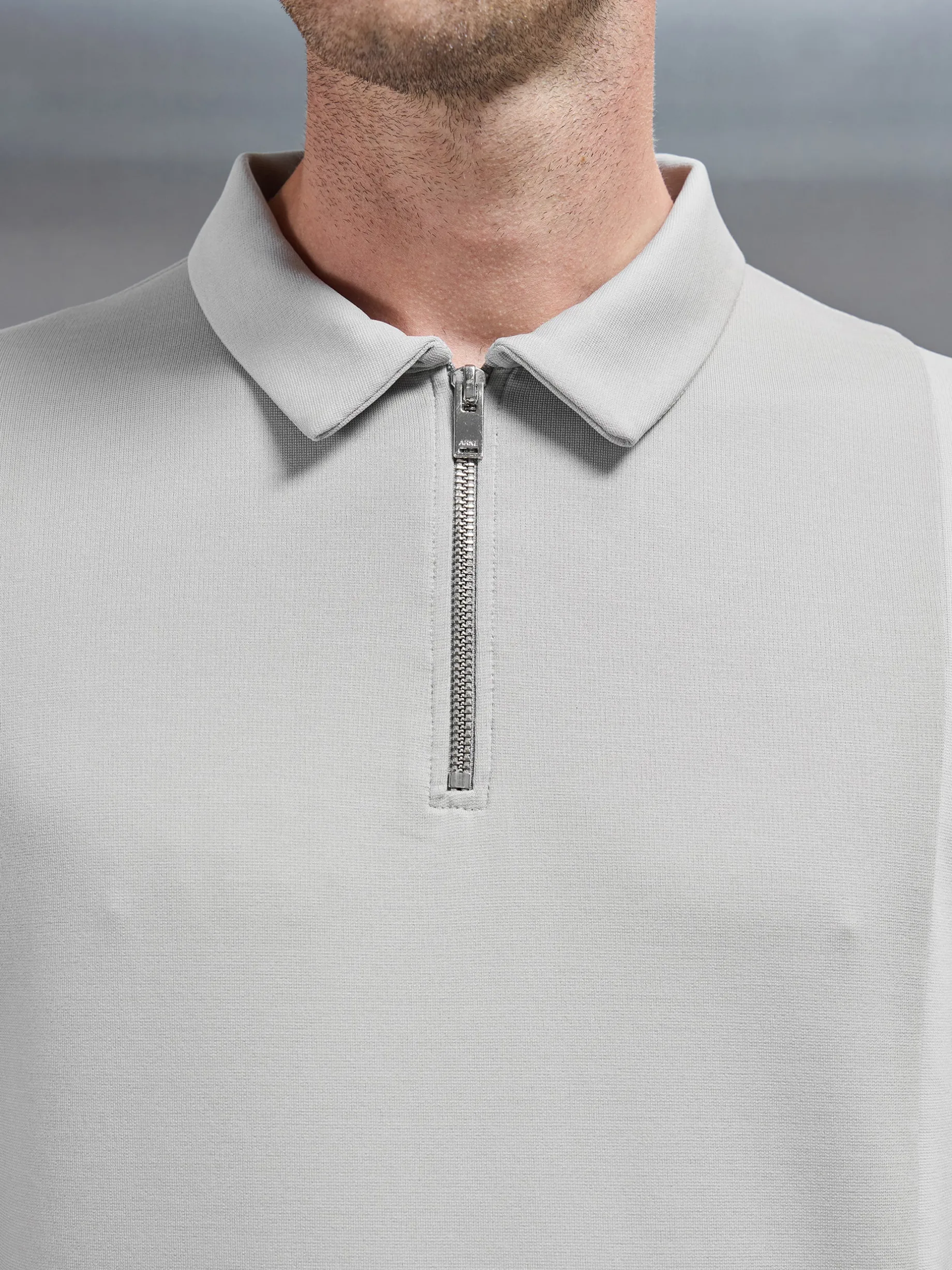 Luxe Colour Block Zip Polo Shirt - Sage