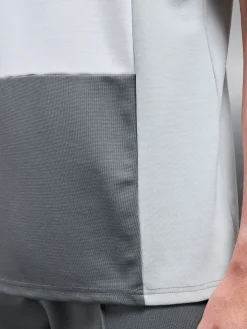 Luxe Colour Block Zip Polo Shirt - White