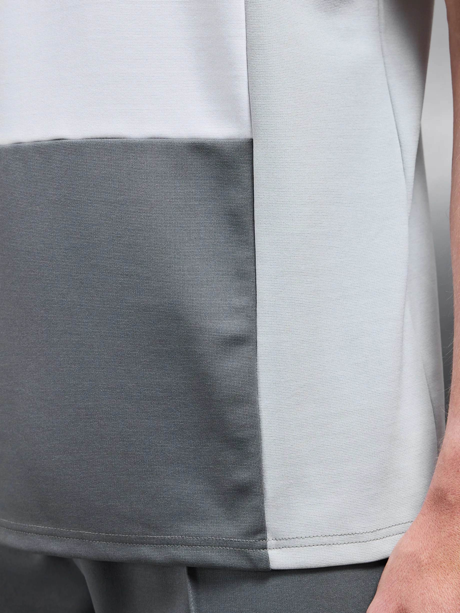 Luxe Colour Block Zip Polo Shirt - White