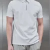 Luxe Half Zip Polo Shirt - White