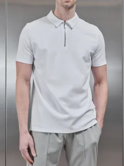 Luxe Half Zip Polo Shirt - White