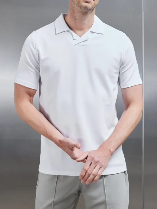 Luxe Revere Collar Polo Shirt - White