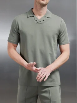 Luxe Revere Collar Polo Shirt - Olive