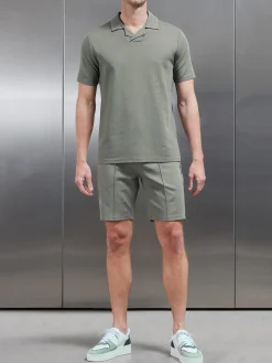 Luxe Revere Collar Polo Shirt - Olive