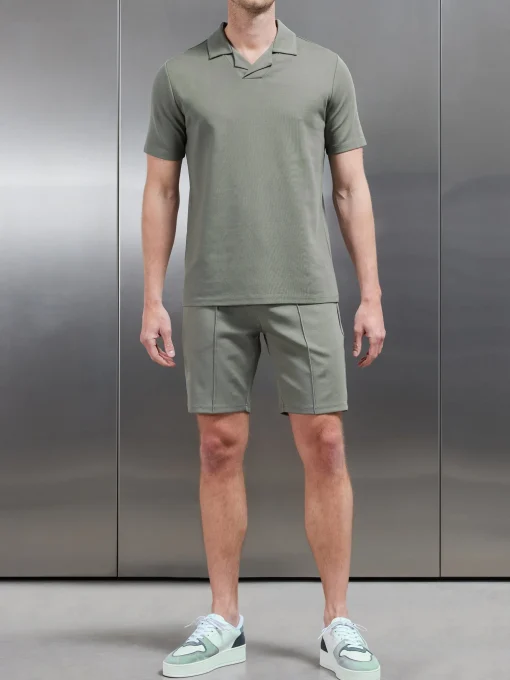 Luxe Revere Collar Polo Shirt - Olive
