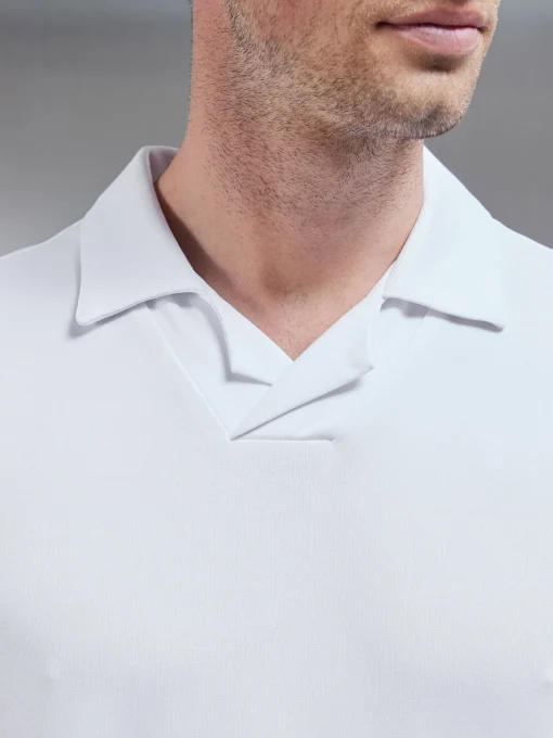 Luxe Revere Collar Polo Shirt - White