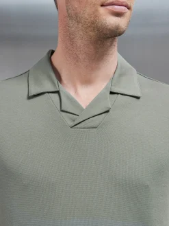 Luxe Revere Collar Polo Shirt - Olive