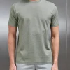 Mercerised Cotton Fine Stripe T-Shirt - Sage