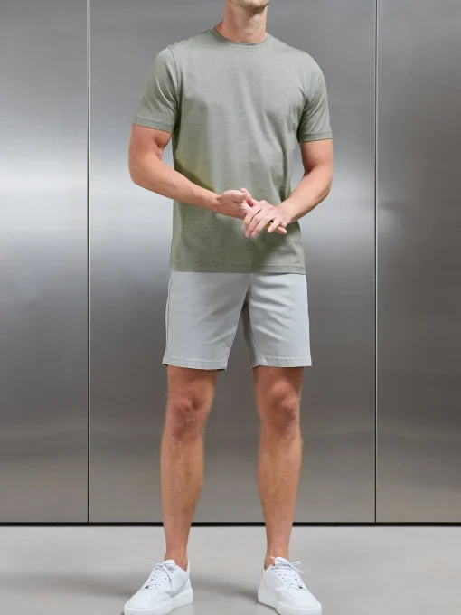 Mercerised Cotton Fine Stripe T-Shirt - Sage