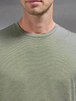 Mercerised Cotton Fine Stripe T-Shirt - Sage