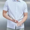 Mercerised Cotton Short Sleeve Shirt - White