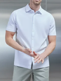 Mercerised Cotton Short Sleeve Shirt - White