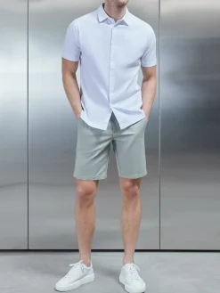 Mercerised Cotton Short Sleeve Shirt - White