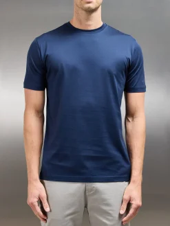 Mercerised Cotton T-shirt - Navy