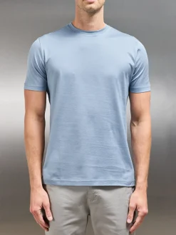 Mercerised Cotton T-shirt - Light Blue