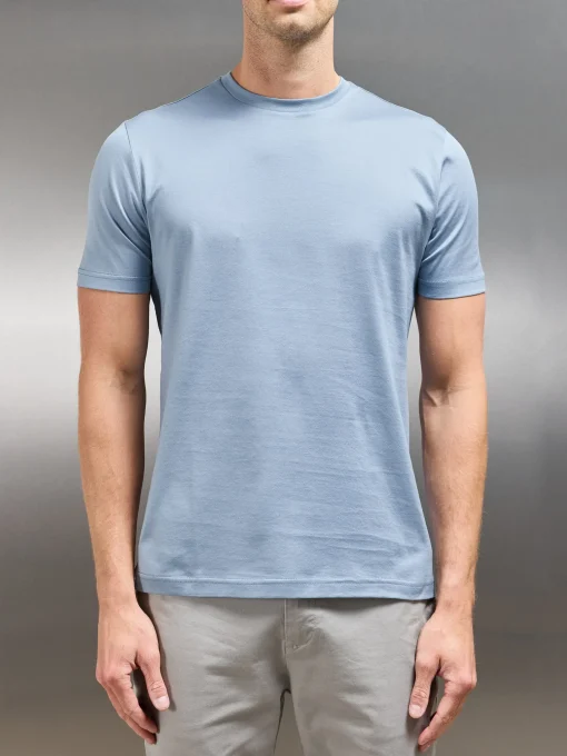 Mercerised Cotton T-shirt - Light Blue