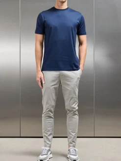 Mercerised Cotton T-shirt - Navy