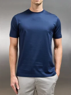 Mercerised Cotton T-shirt - Navy