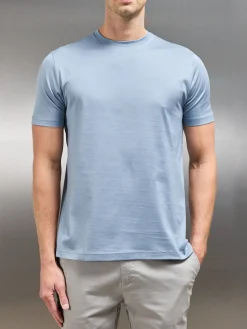 Mercerised Cotton T-shirt - Light Blue