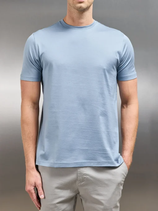 Mercerised Cotton T-shirt - Light Blue