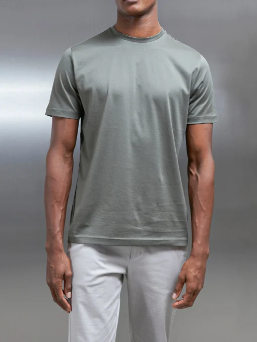 Mercerised Cotton T-shirt - Sage