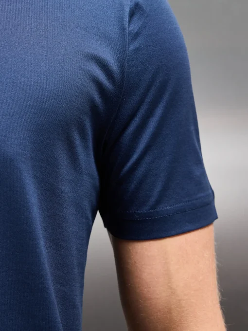 Mercerised Cotton T-shirt - Navy