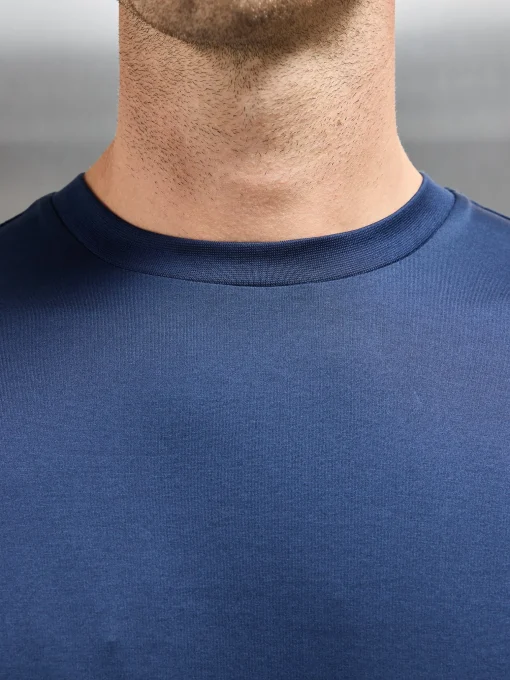 Mercerised Cotton T-shirt - Navy