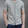 Mercerised Interlock Revere Collar Shirt - Stone