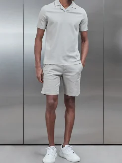 Mercerised Interlock Revere Collar Polo Shirt - Stone