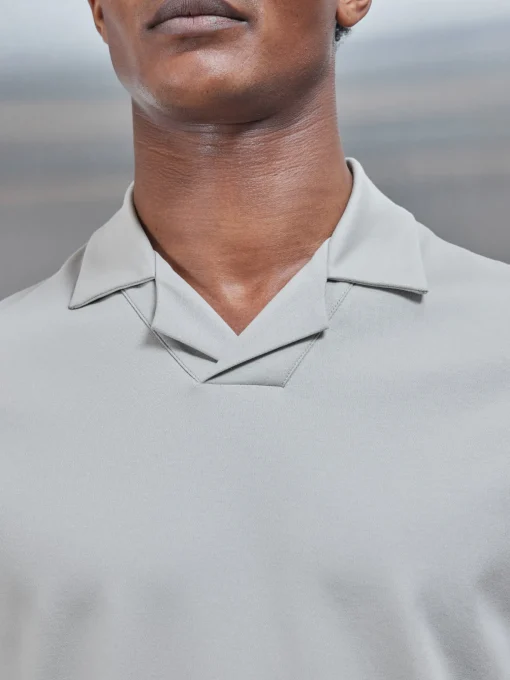Mercerised Interlock Revere Collar Polo Shirt - Stone
