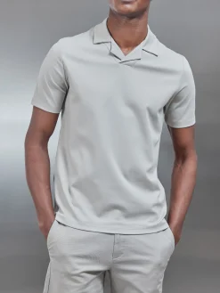 Mercerised Interlock Revere Collar Polo Shirt - Stone