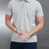 Mercerised Pique Button Polo Shirt - Stone